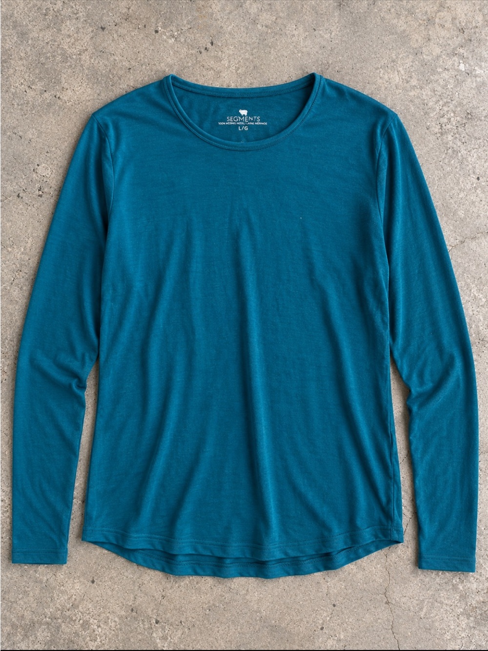 Segments 100% Merino Wool Long Sleeve Shirt Woman Large Teal Blue Lightweight